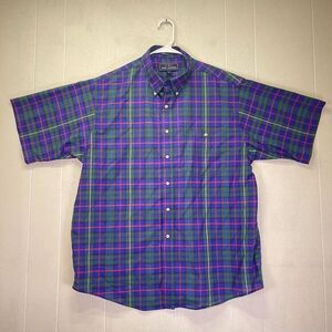 John Ashford Shirt Men Blue‎ XL Plaid Checks Careerwear CorpCore